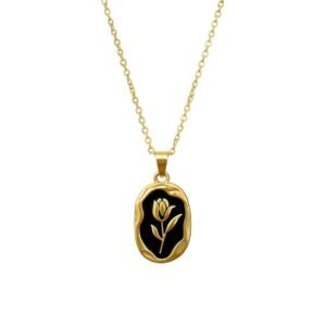 Black-Gold Rose Pendant