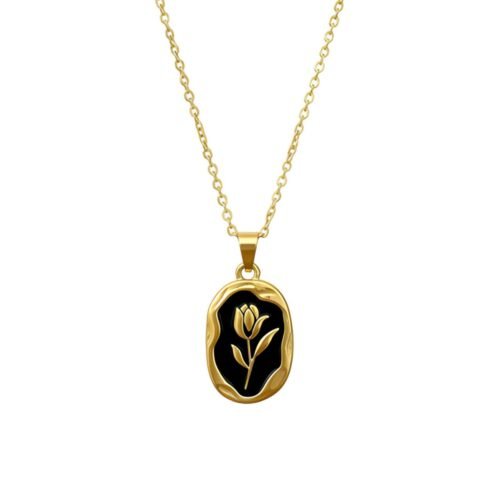 Black-Gold Rose Pendant