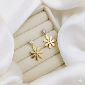 Golden Daisy Drop Earrings